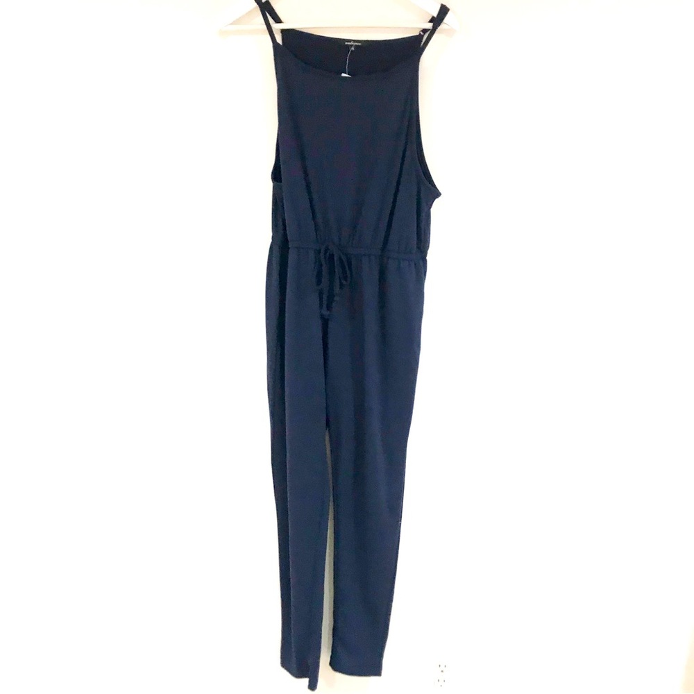 Ambiance Adjustable Strap Navy Jumpsuit. Size M